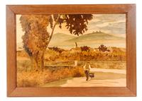 A Set of Five French Marquetry Panels Height of largest overall 30 1/4 x width 47 inches. — PAUL SPINDLER (1907-1980)