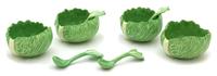 Four Dodie Thayer Lettuce Ware Sauce Bowls with Spoons Height 3 x diameter 4 3/4 inches. — 20TH CENTURY