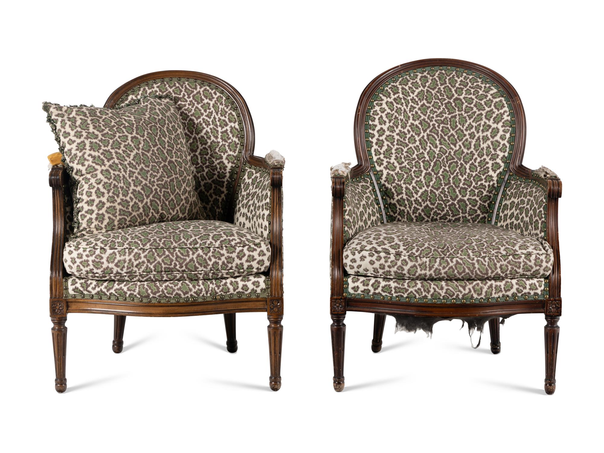 A Pair of Louis XVI Style Bergeres