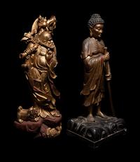 Two Chinese Gilt Wood Figures