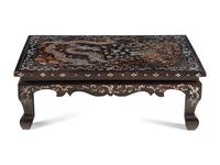 A Korean Mother-of-Pearl Inlaid Lacquered Low Table