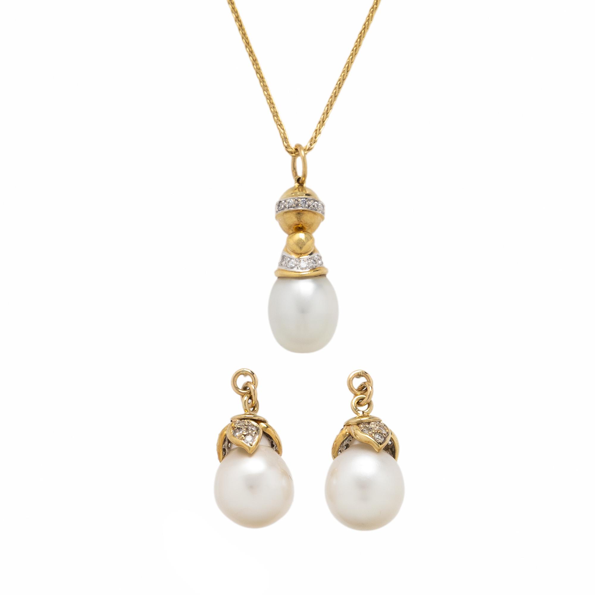 Collection of Cultured Pearl, Diamond, and Yellow Gold Jewelry