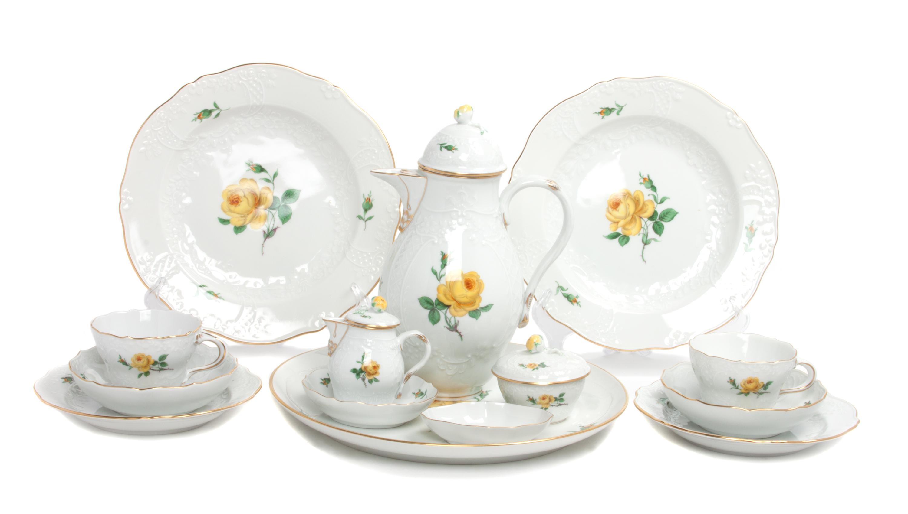 A Meissen Porcelain Dessert Service Height of first 10 inches.