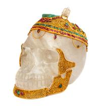 A Mughal Style Gilt Metal and Stone Inset Rock Crystal Skull Height 8 1/2 inches. — 20TH CENTURY