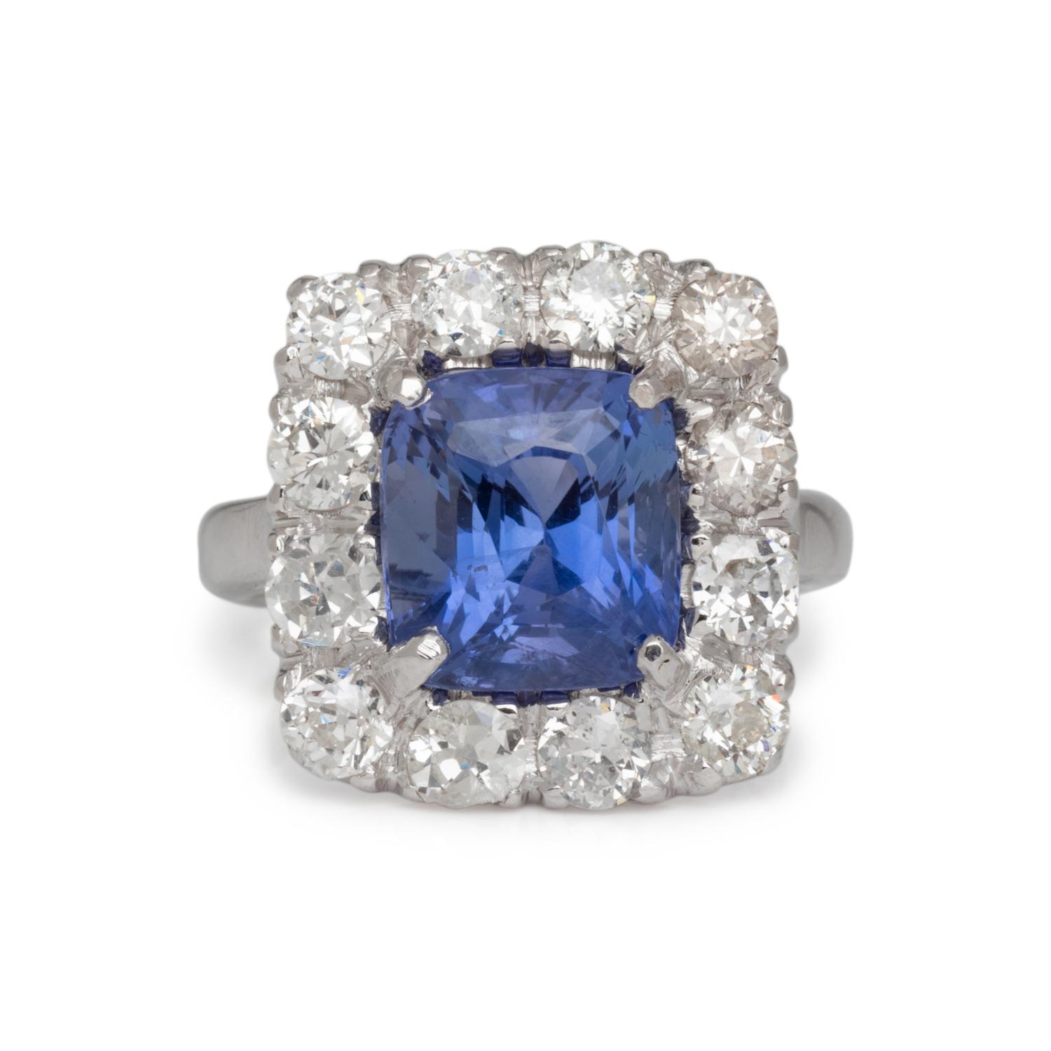 UNHEATED COLOR-SHIFT CEYLON SAPPHIRE AND DIAMOND RING