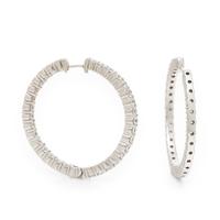 DIAMOND AND WHITE GOLD INSIDE OUT HOOP EARRINGS