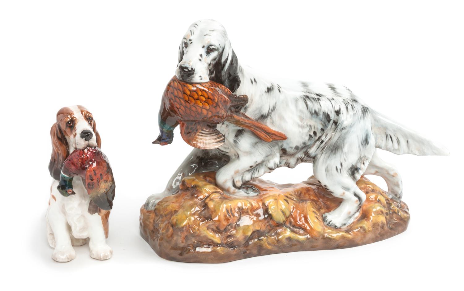Two Royal Doulton Porcelain Figures Width of wider 11 1/2 inches. — 20TH CENTURY