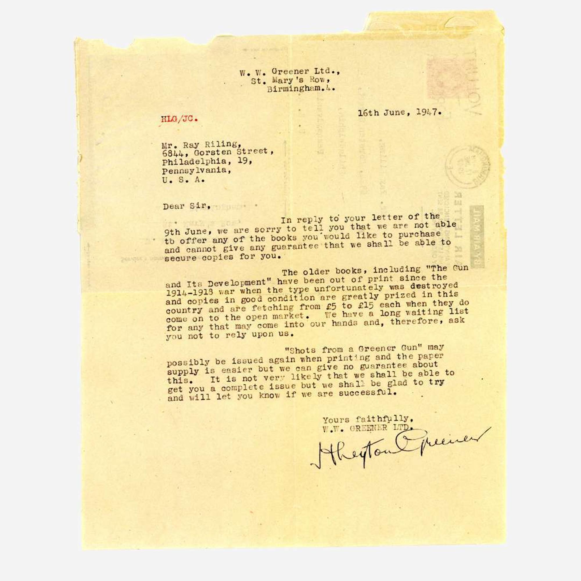 [Sporting] [Shooting] Greener, W(illiam). W(ellington). Collection of 10 Editions of "The Gun and its Development; with Notes on Shooting"