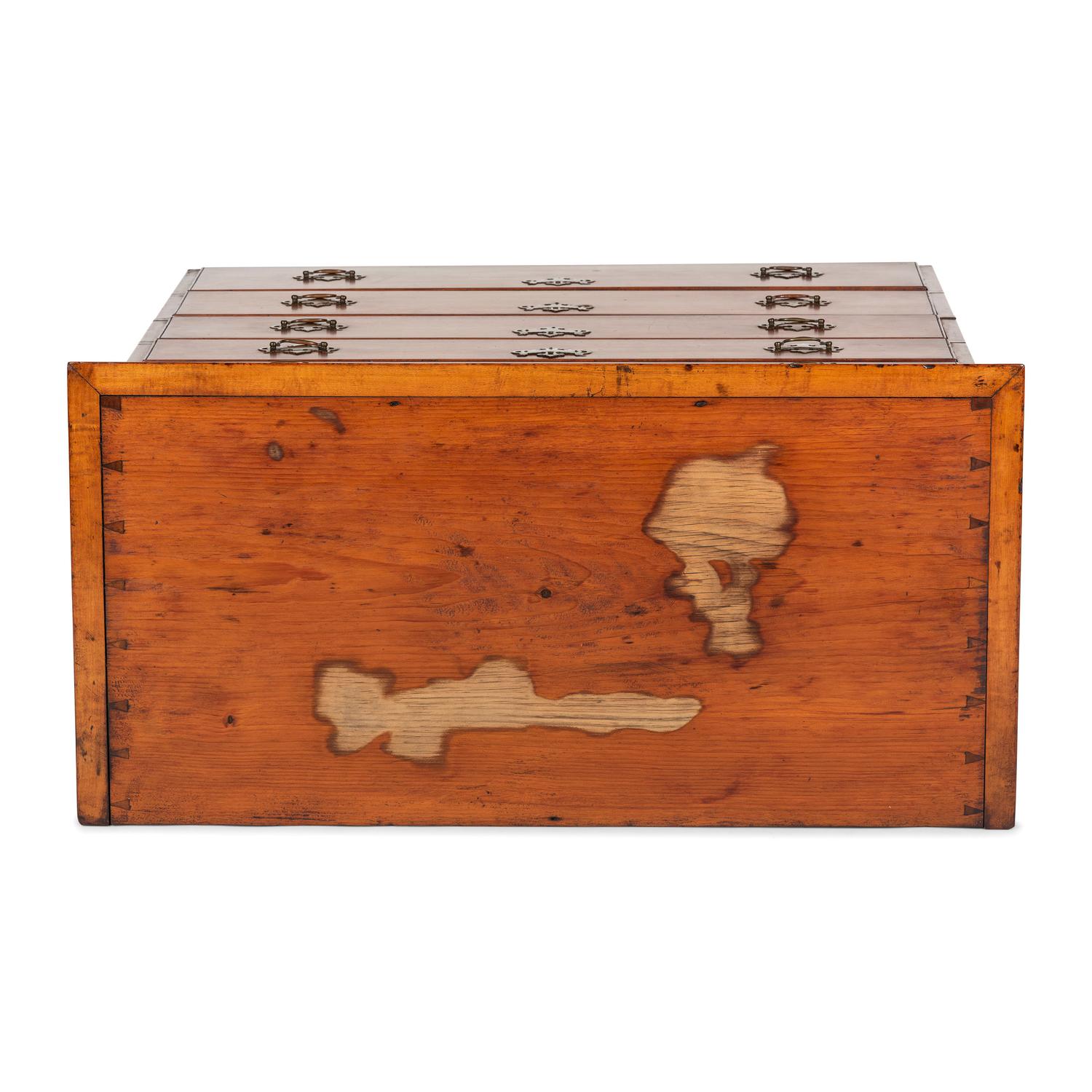 A Queen Anne Cherrywood Chest on Pad Foot Stand