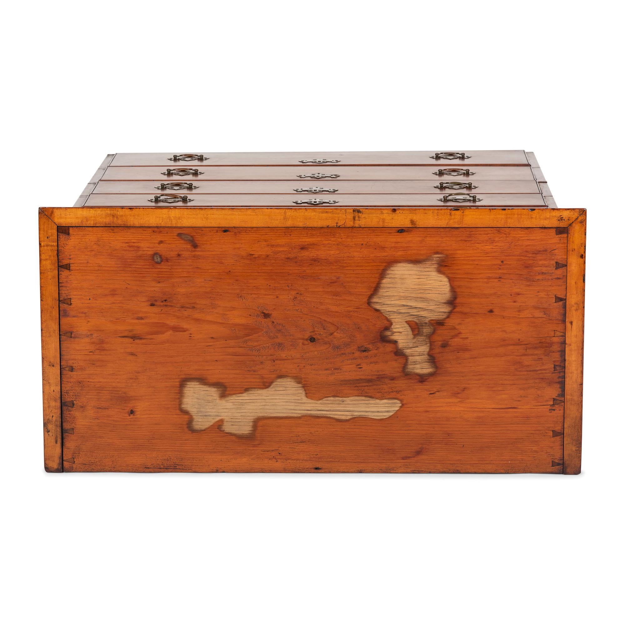 A Queen Anne Cherrywood Chest on Pad Foot Stand