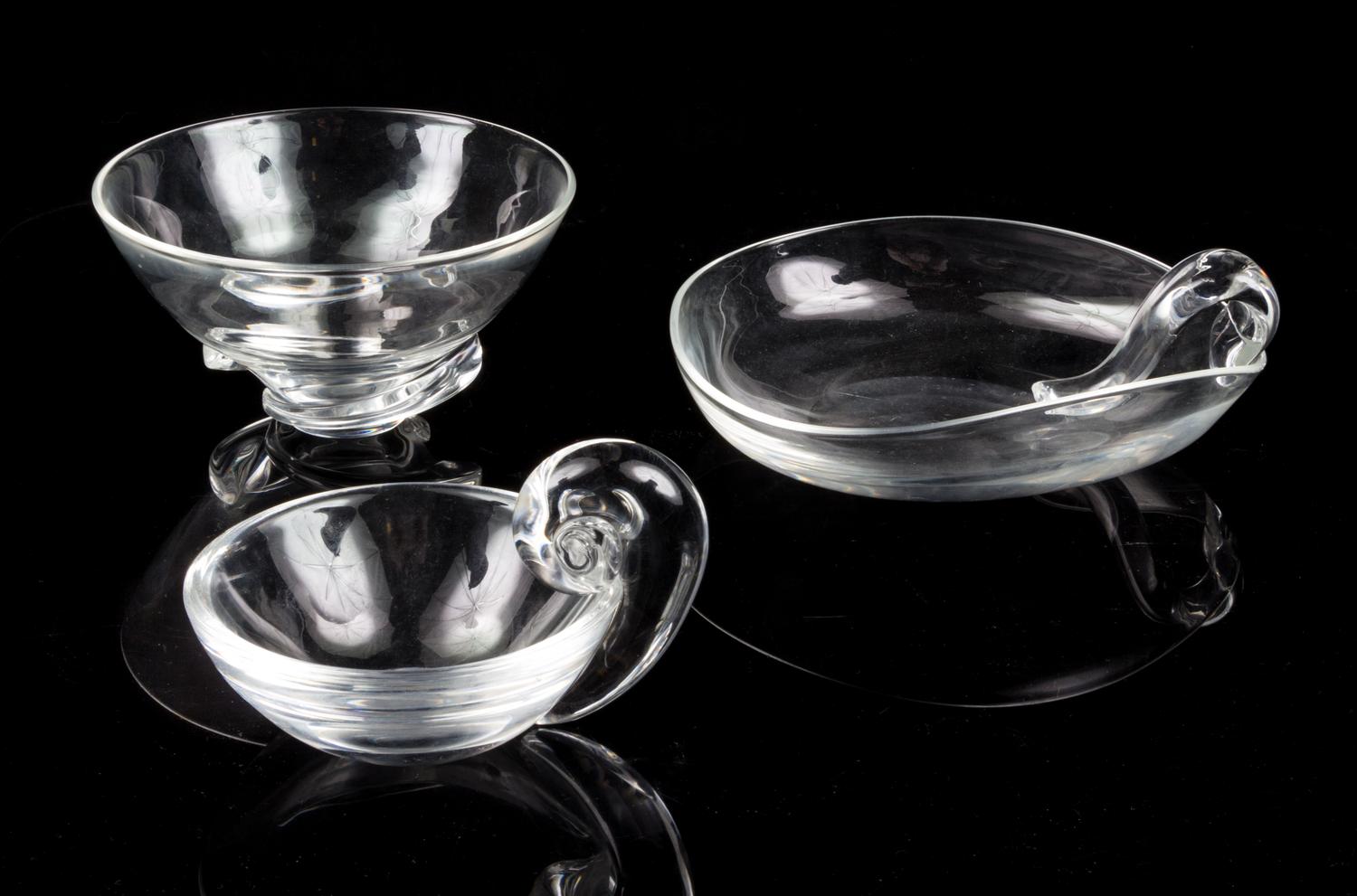 Three Steuben Glass Bowls Width of serving dish 9 inches. — MID-20TH CENTURY