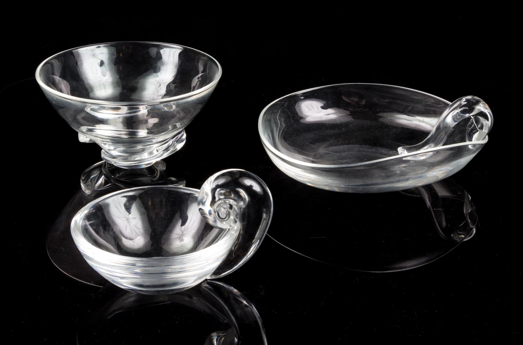 Three Steuben Glass Bowls Width of serving dish 9 inches. — MID-20TH CENTURY