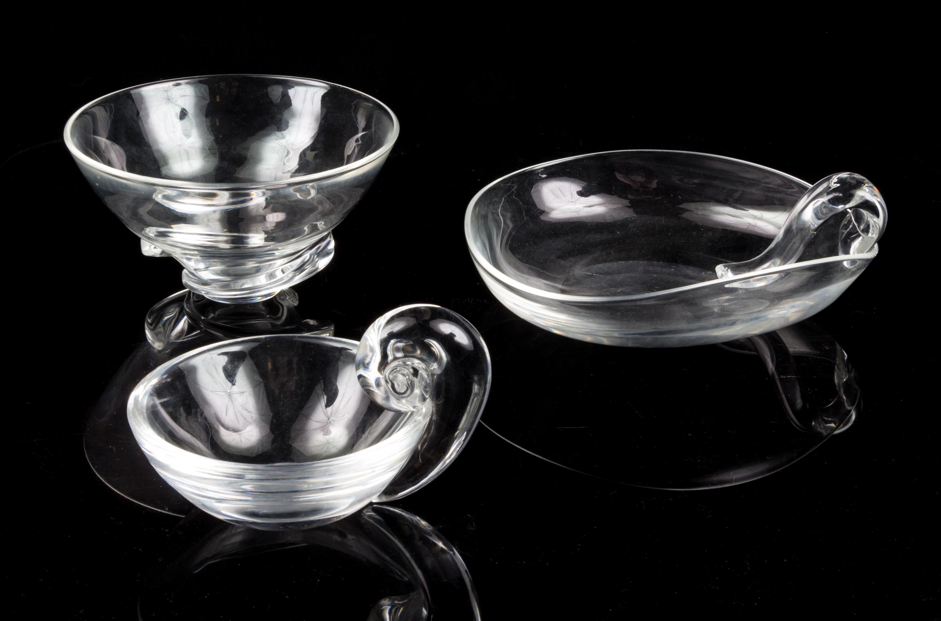 Three Steuben Glass Bowls Width of serving dish 9 inches. — MID-20TH CENTURY