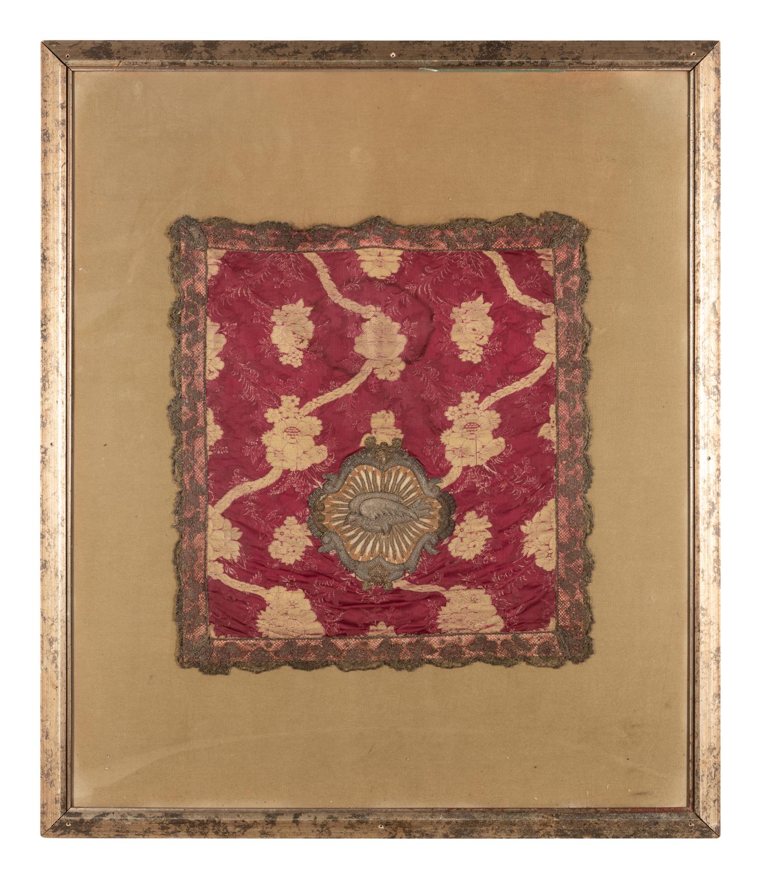 A Framed Metallic Thread Embroidered Panel