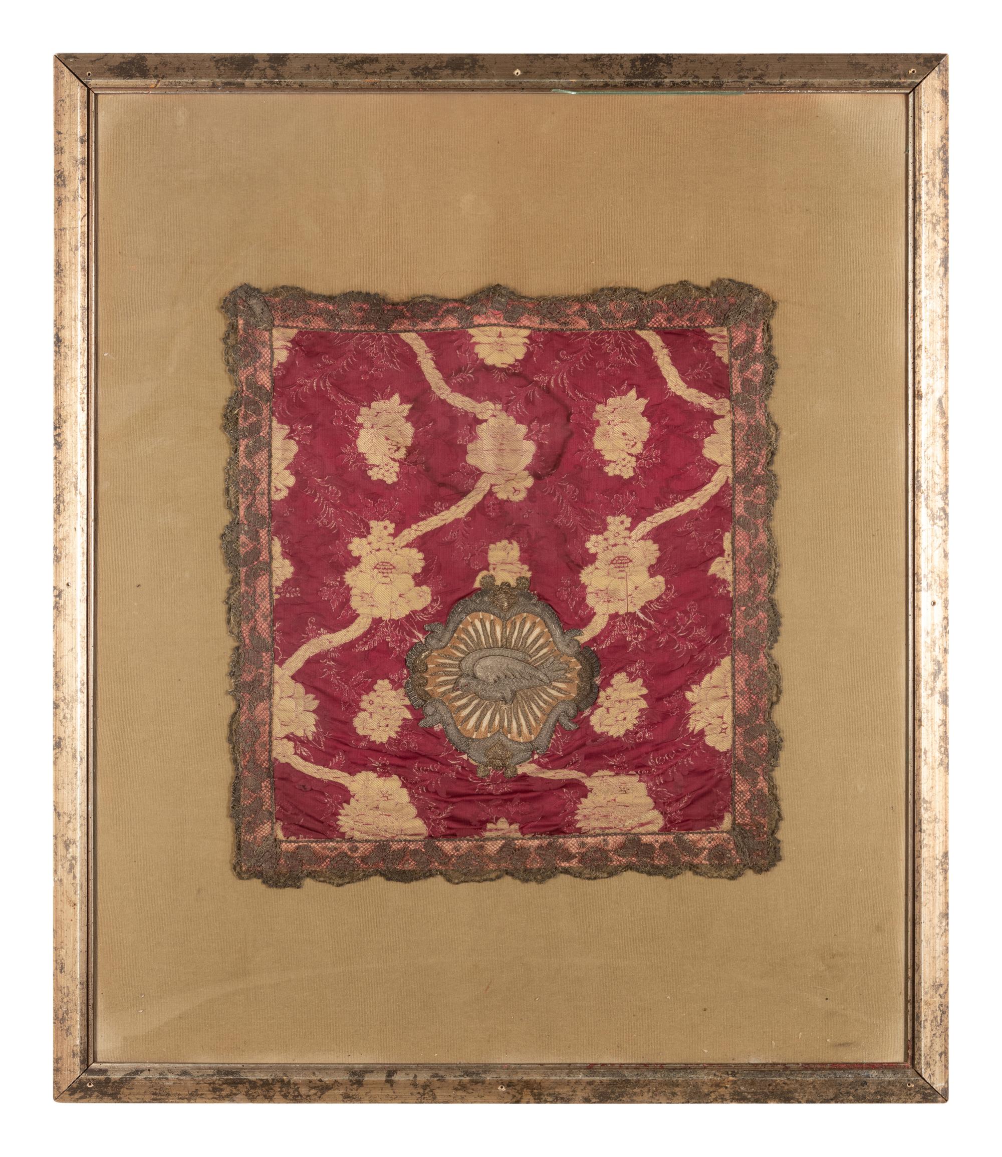 A Framed Metallic Thread Embroidered Panel