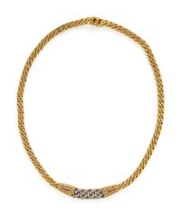 BICOLOR GOLD AND DIAMOND CURB LINK NECKLACE