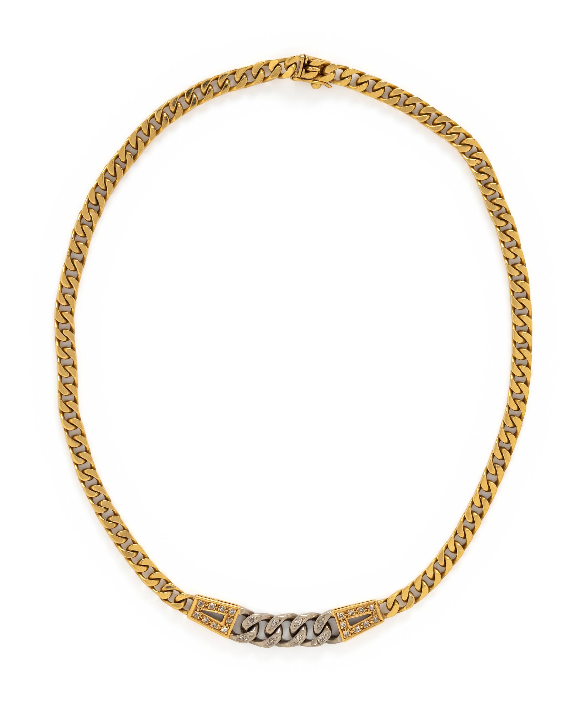 BICOLOR GOLD AND DIAMOND CURB LINK NECKLACE