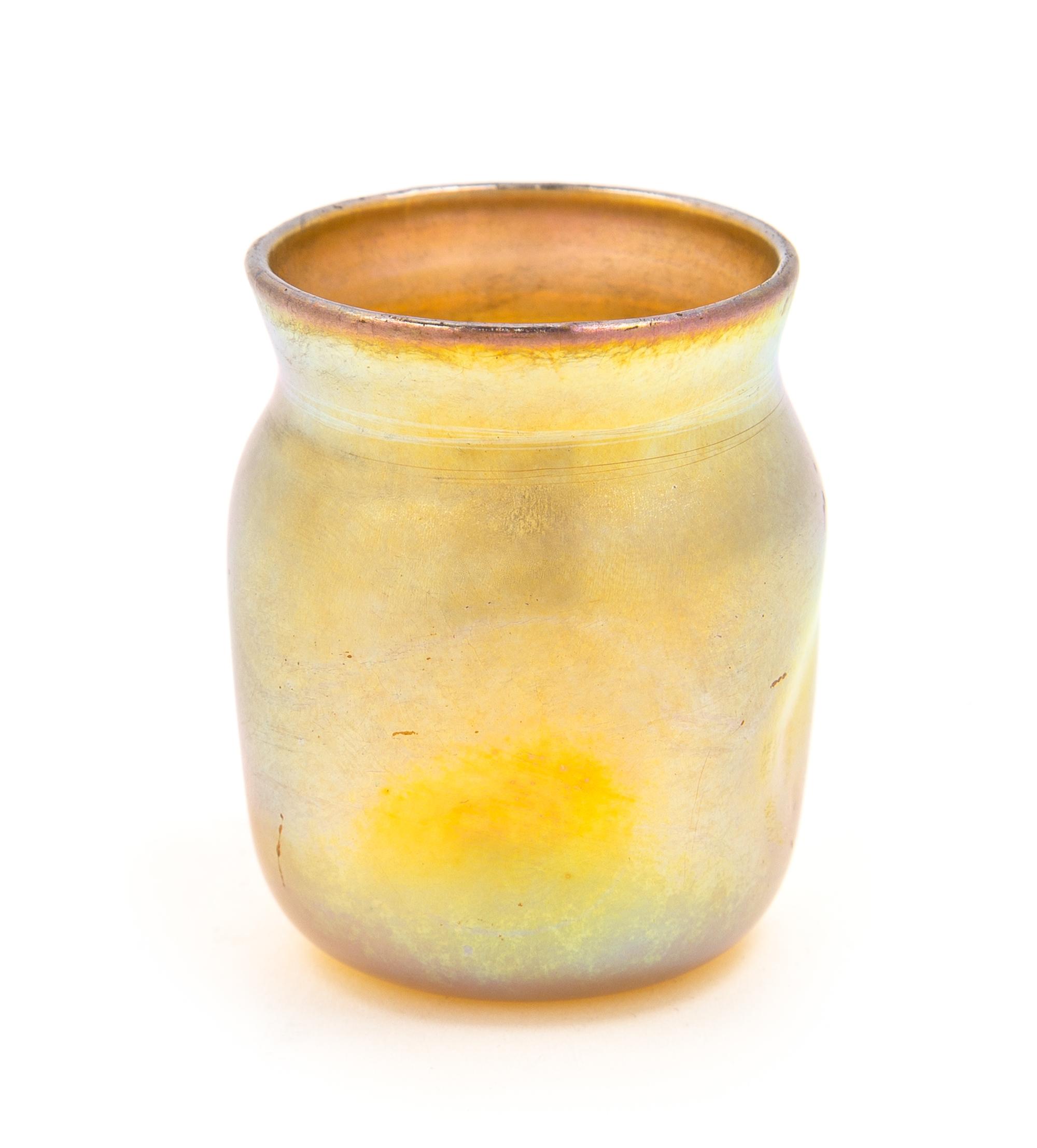 Tiffany Studios, EARLY 20TH CENTURY, a Favrile glass toothpick holder, with gold iridescence