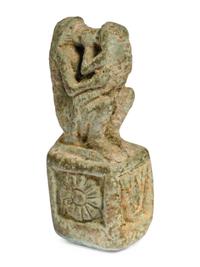 An Egyptian Faience of Kissing Baboons Amulet