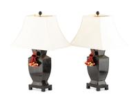 A Pair of Contemporary Black Patinated Zinc Table Lamps