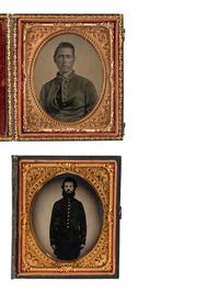 [CIVIL WAR]. 4 sixth plate portraits of soldiers wearing frock coats.