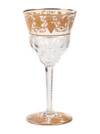 A Val Saint Lambert Gilt Decorated Cut Glass Table Service