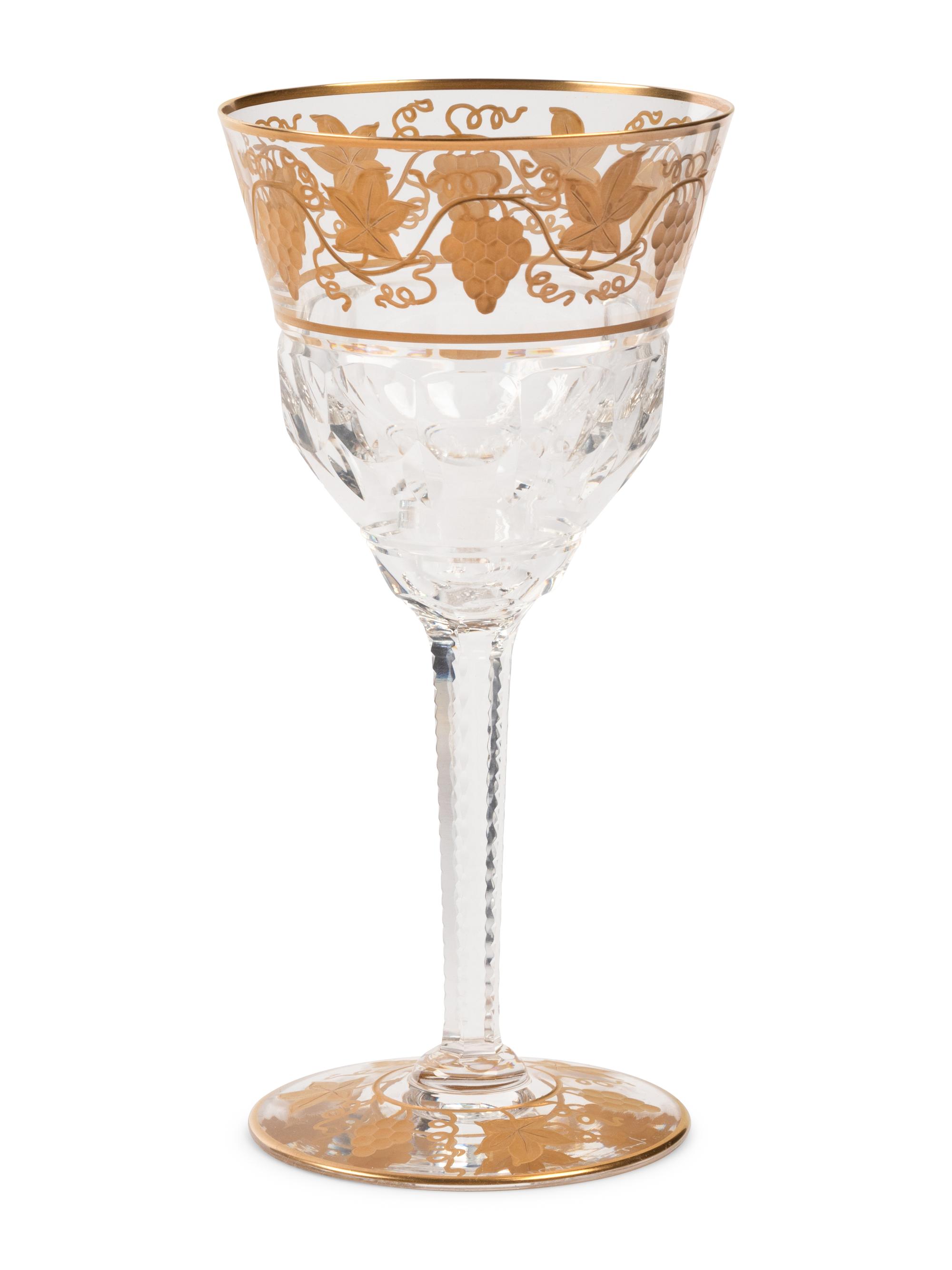 A Val Saint Lambert Gilt Decorated Cut Glass Table Service