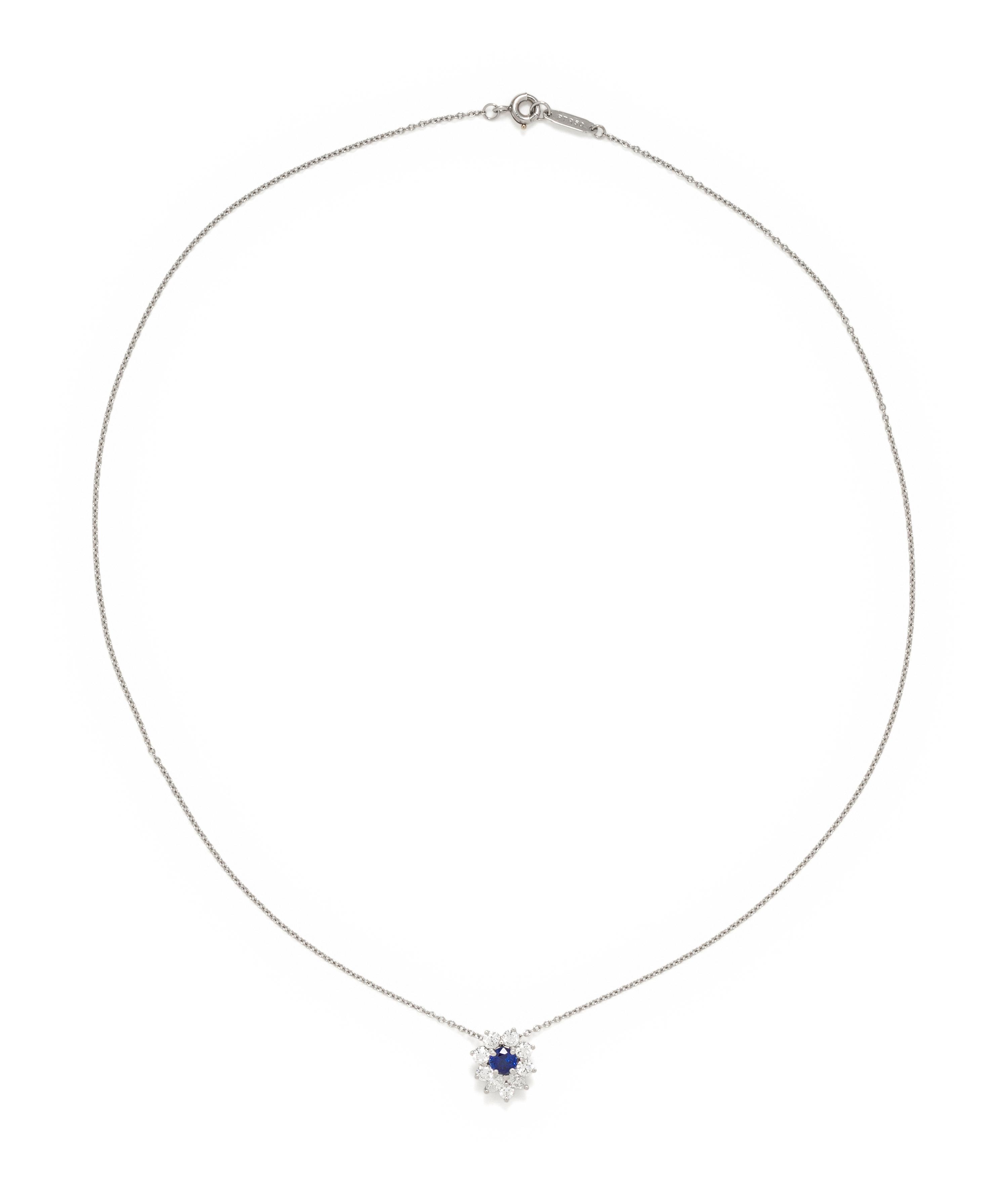 TIFFANY & CO., SAPPHIRE AND DIAMOND PENDANT/NECKLACE