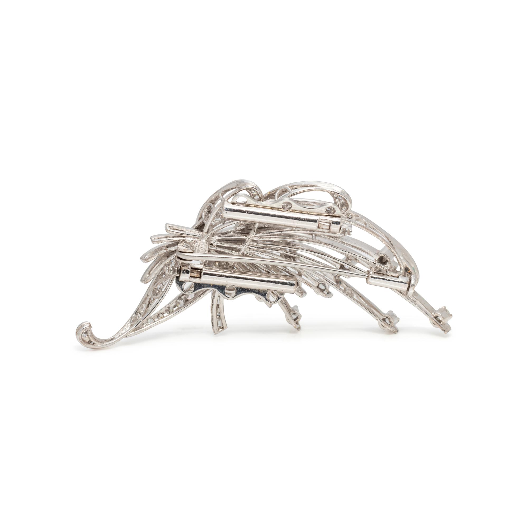 WHITE GOLD AND DIAMOND SPRAY BROOCH