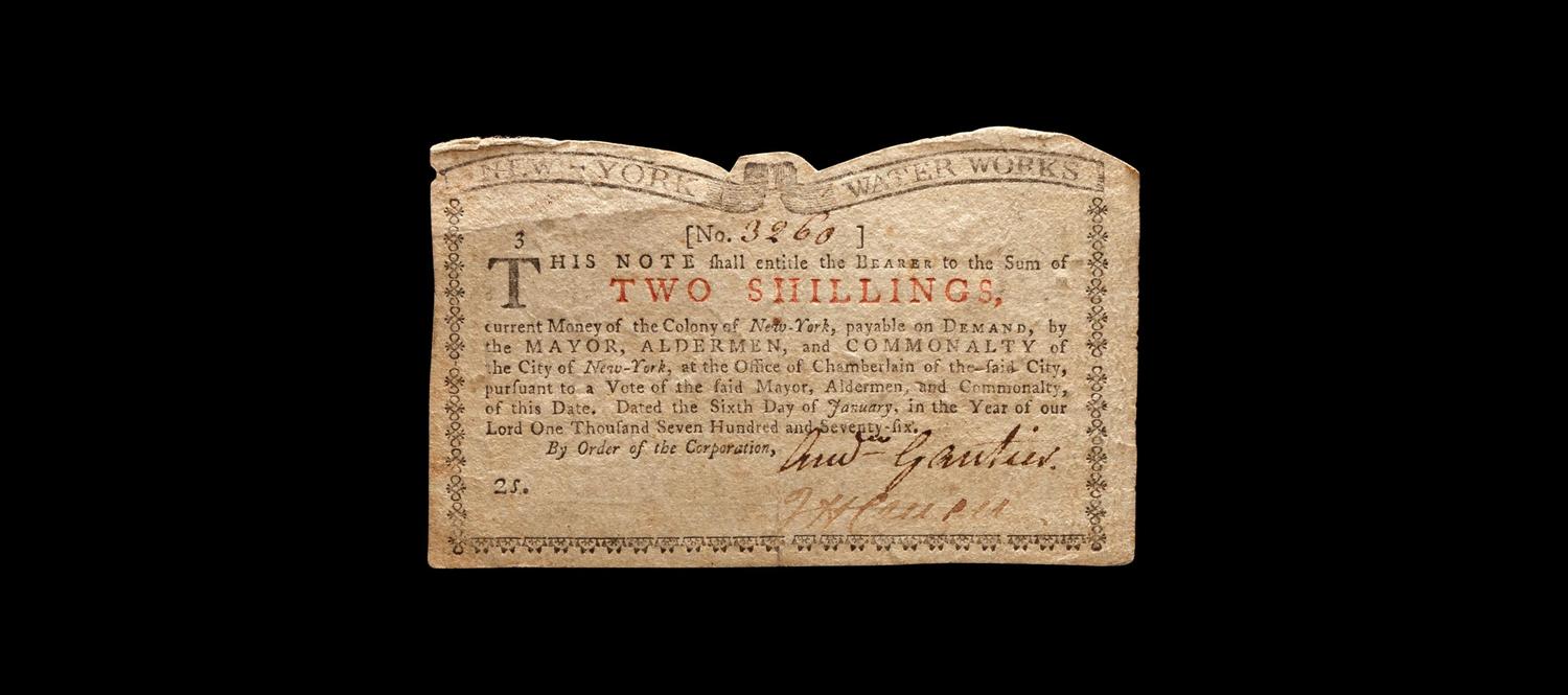 [NEW YORK COLONY] 1/6/1776 2s Note