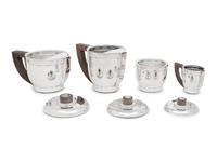 A Puiforcat Silver-Plate and Ebony Five-Piece Tea and Coffee Service