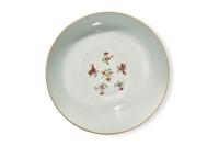 An Unusual Chinese Export Carved Famille Rose Porcelain Centerpiece Bowl, 18th Century