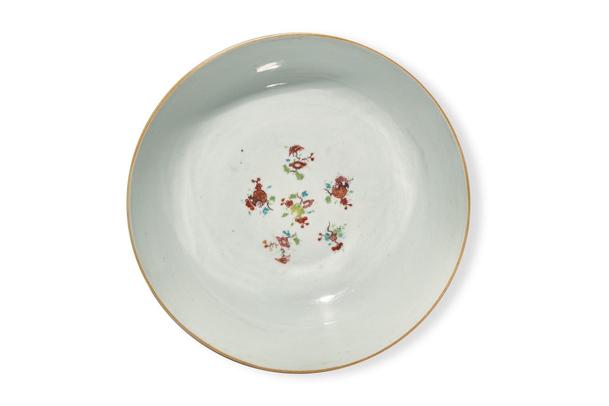 An Unusual Chinese Export Carved Famille Rose Porcelain Centerpiece Bowl, 18th Century