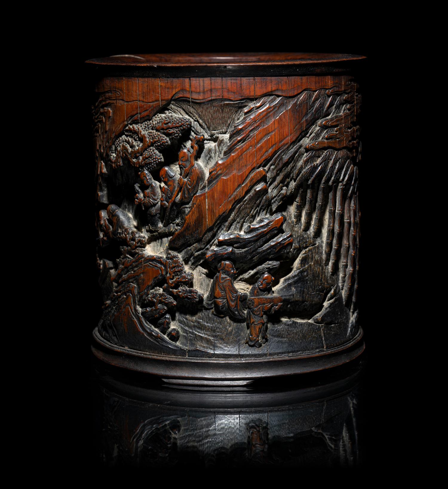 A Chinese Carved Bamboo Brushpot, Bitong