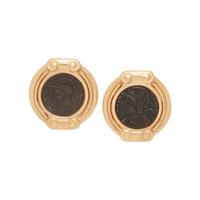 YELLOW GOLD AND COIN EARCLIPS