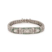 ART DECO, DIAMOND AND EMERALD BRACELET