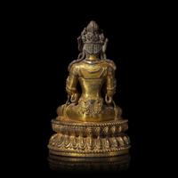 A Chinese Gilt Bronze Figure of a Seated Bodhisattva, Ming Dynasty, 15th Century 明 銅鎏金菩薩坐像