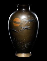 A Small Japanese Mixed-Metal Baluster Vase