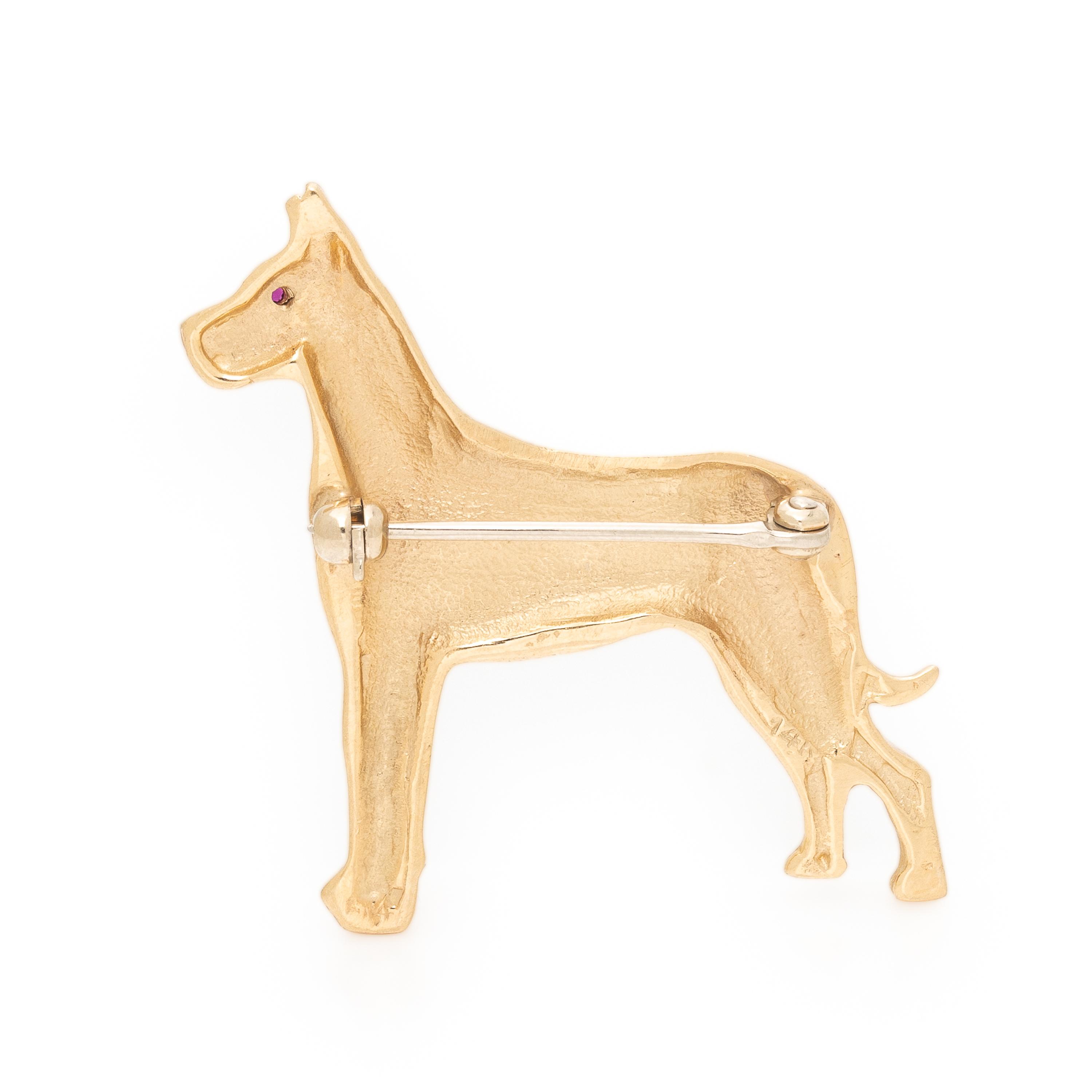 Yellow Gold Great Dane Brooch