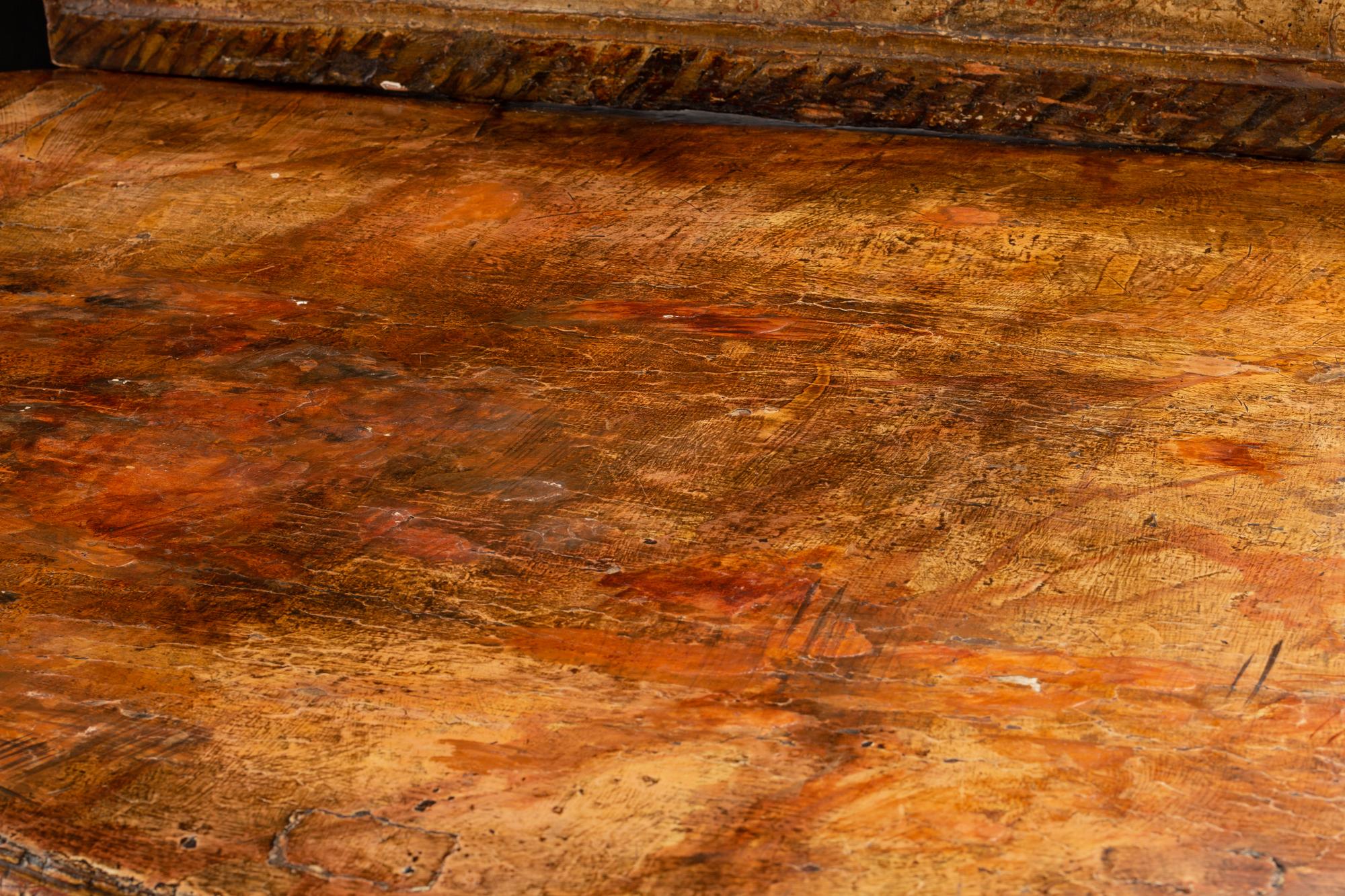 A Pair of Venetian Painted and Parcel Gilt Console Tables