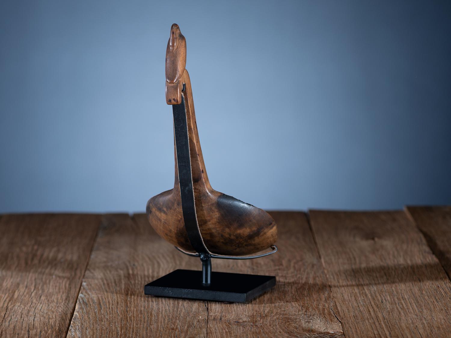 Eastern Woodlands Maple Ladle, with Swan Effigy