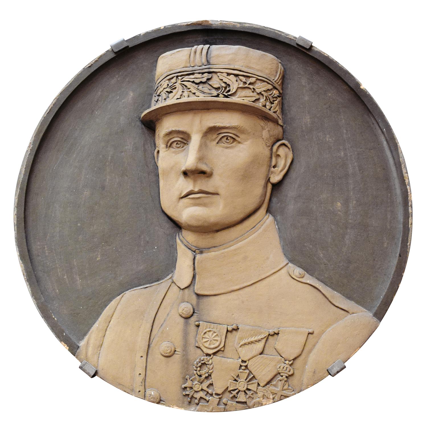 A Terra Cotta Rondel from the Polish Embassy in Chicago 25.25" W x 5" D x 25.25" H — United States, Early 20th Century