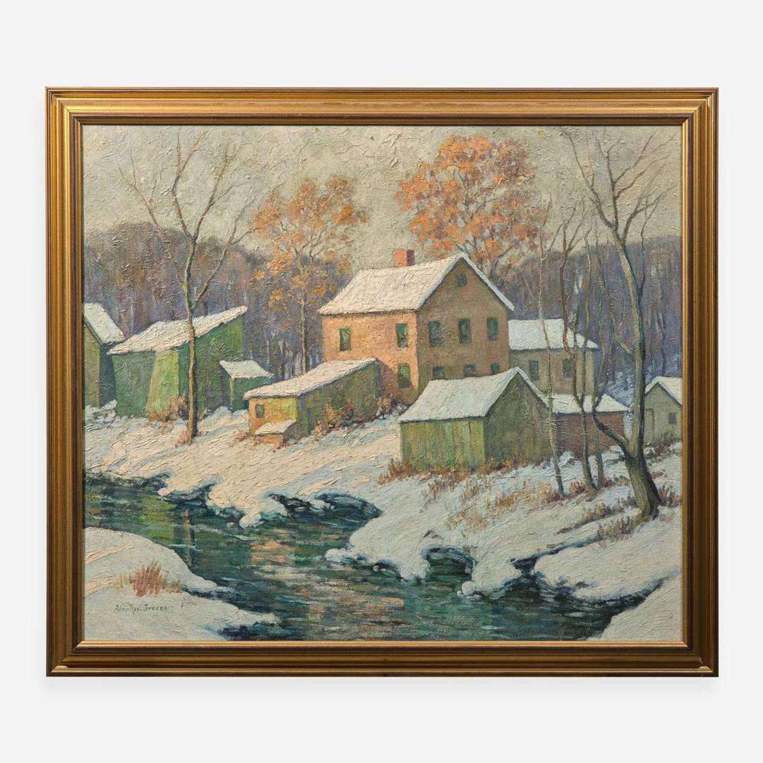 Albert Van Nesse Greene (American, 1887-1971) Snow Scene with Creek