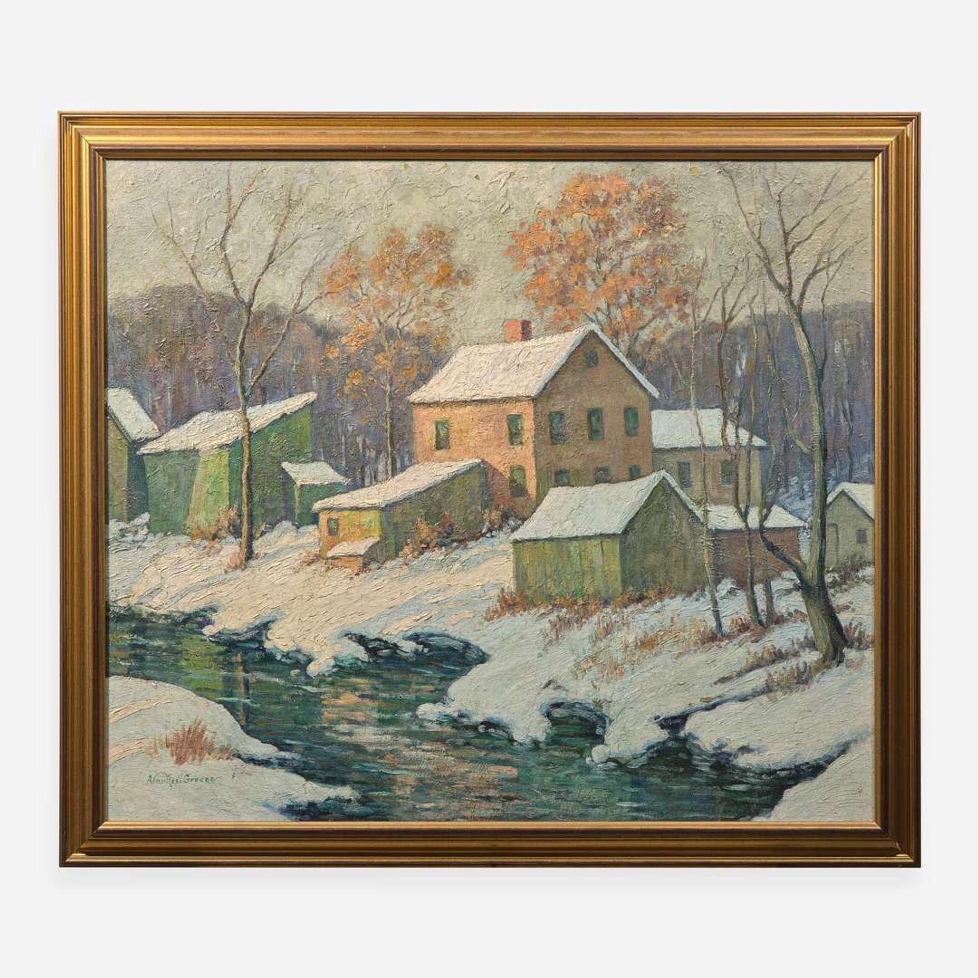 Albert Van Nesse Greene (American, 1887-1971) Snow Scene with Creek