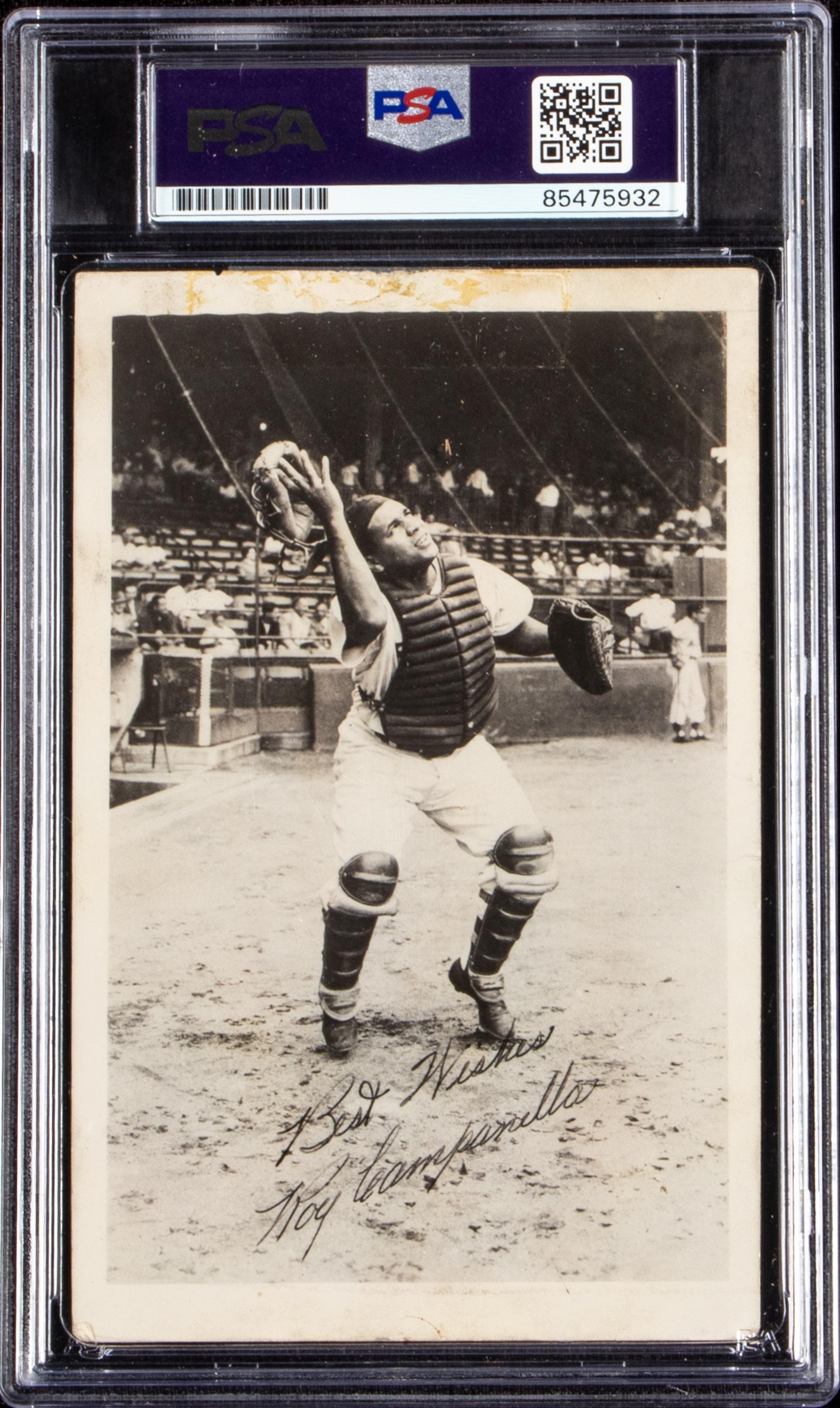 A Roy Campanella Signed Autograph 1950 Real Photo Brooklyn Dodgers Postcard (PSA Encapsulated)