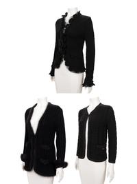 Three Chanel Black Knit Cardigans, 2000s