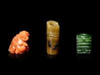 Three Hardstone and Coral Ojime