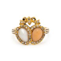 VICTORIAN, CORAL, PEARL, AND DIAMOND RING
