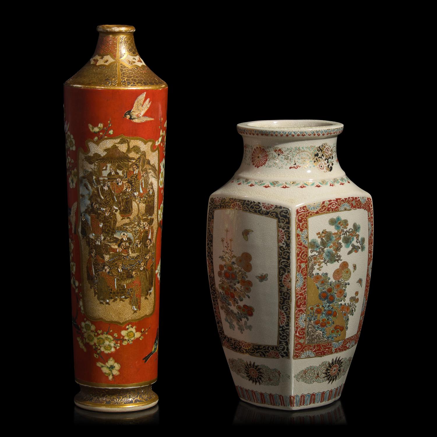 Two Japanese Satsuma-Type Vases, Meiji to Taisho Period