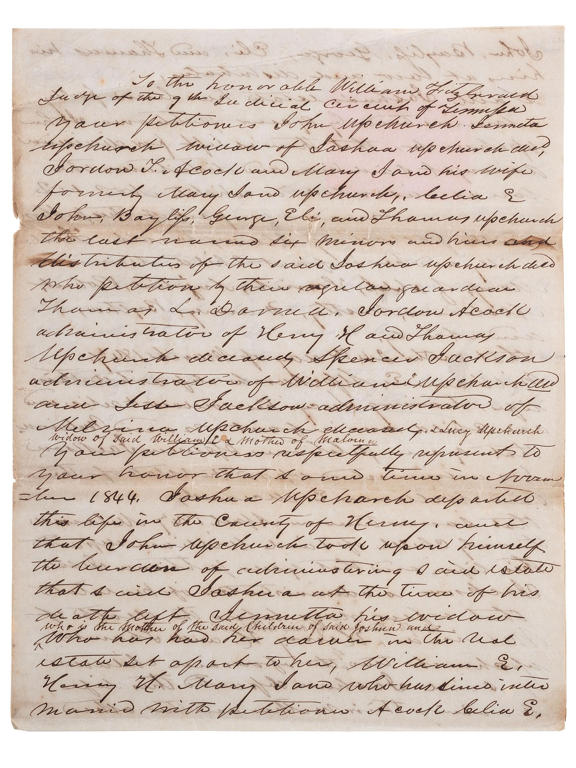 [SLAVERY & ABOLITION]. A group of 4 documents related to the enslavement of individuals in Tennessee, comprising: